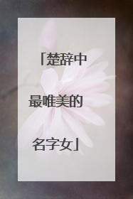 楚辞中最唯美的名字女