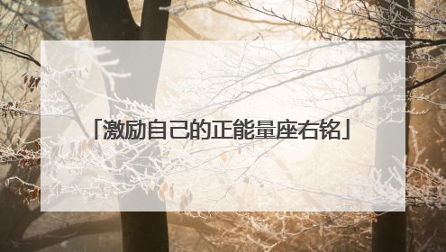 激励自己的正能量座右铭