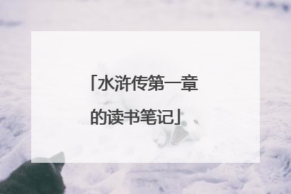水浒传第一章的读书笔记