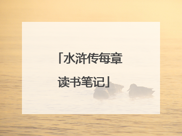 水浒传每章读书笔记