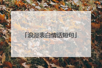 浪漫表白情话短句