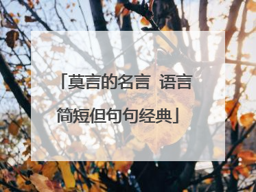 莫言的名言 语言简短但句句经典