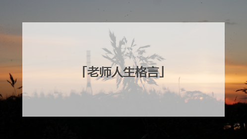 老师人生格言