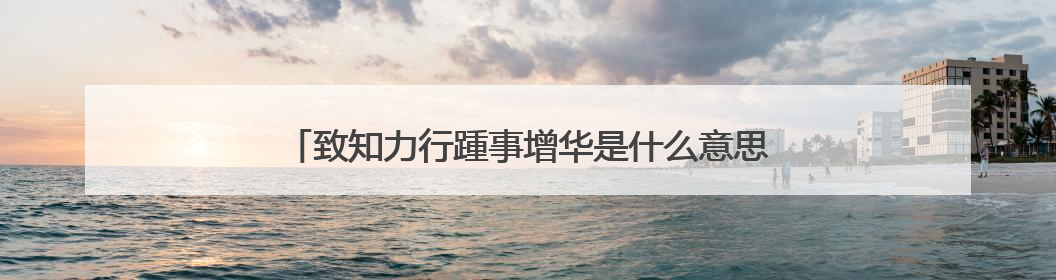 致知力行踵事增华是什么意思 致知力行踵事增华的意思