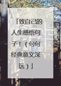 致自己的人生感悟句子！（句句经典意义深远）