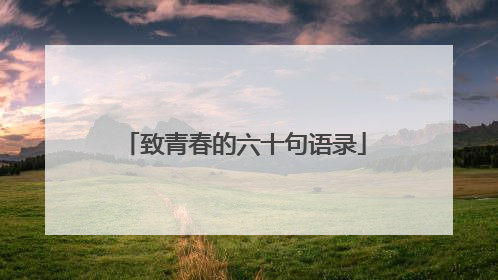 致青春的六十句语录