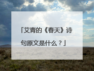 艾青的《春天》诗句原文是什么？