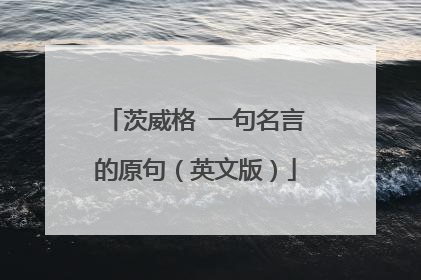茨威格​一句名言的原句（英文版）