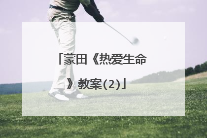 蒙田《热爱生命》教案(2)
