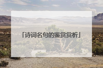 诗词名句的鉴赏赏析
