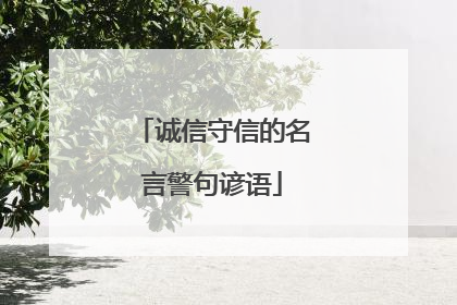 诚信守信的名言警句谚语