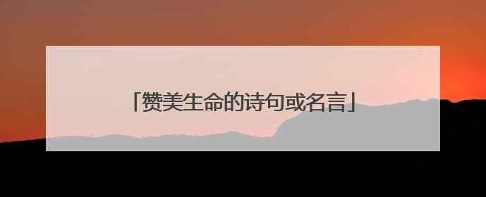 赞美生命的诗句或名言