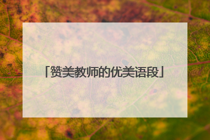 赞美教师的优美语段