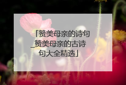 赞美母亲的诗句_赞美母亲的古诗句大全精选
