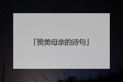 赞美母亲的诗句