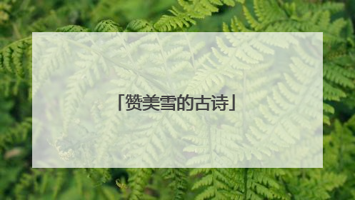 赞美雪的古诗
