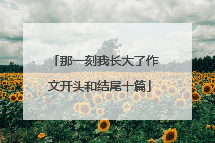 那一刻我长大了作文开头和结尾十篇
