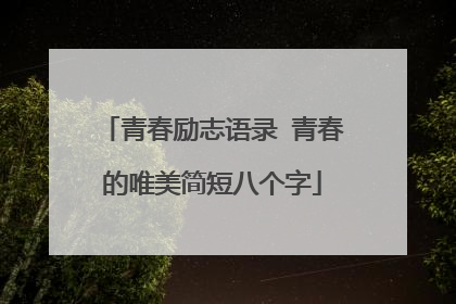 青春励志语录 青春的唯美简短八个字
