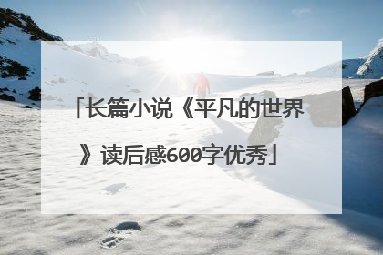 长篇小说《平凡的世界》读后感600字优秀
