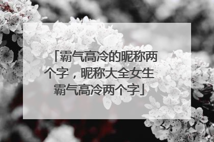 霸气高冷的昵称两个字，昵称大全女生霸气高冷两个字
