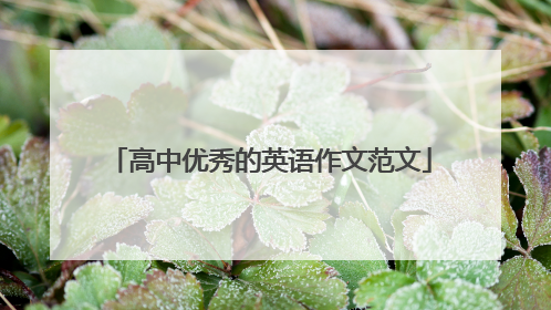 高中优秀的英语作文范文