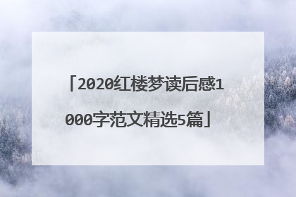 2020红楼梦读后感1000字范文精选5篇