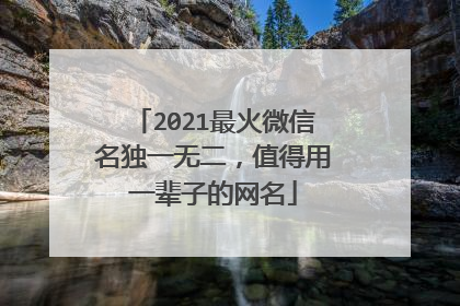 2021最火微信名独一无二，值得用一辈子的网名