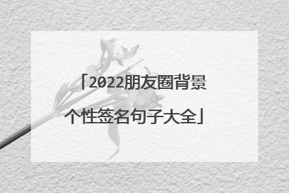 2022朋友圈背景个性签名句子大全