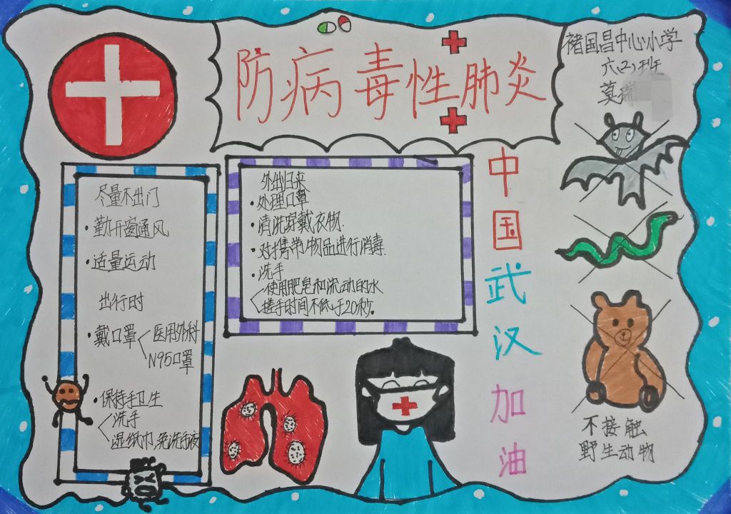 2020儿童新型冠状病毒手抄报图片
