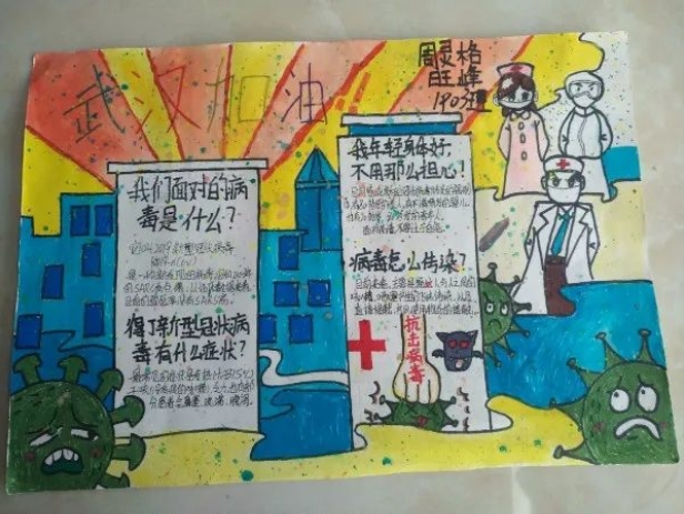 小学生战疫简单漂亮的手抄报图片