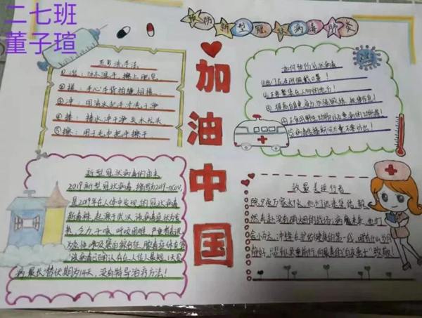 2020新冠肺炎疫情的精美小学生手抄报
